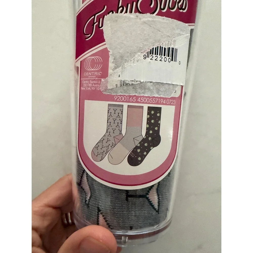 Funky Socks Shake Well Crew Socks 3‎ Pairs Martini Theme Novelty Shaker Gift Set